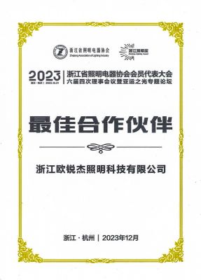 2023浙江省照明電器協(xié)會(huì)會(huì)員代表大會(huì) 最佳合作伙伴